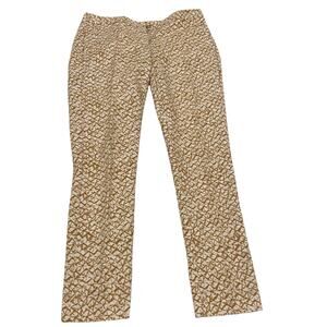Michael Kors Tan & Cream Patterned Tapered Ankle Pants Size 4 Office Career Wear